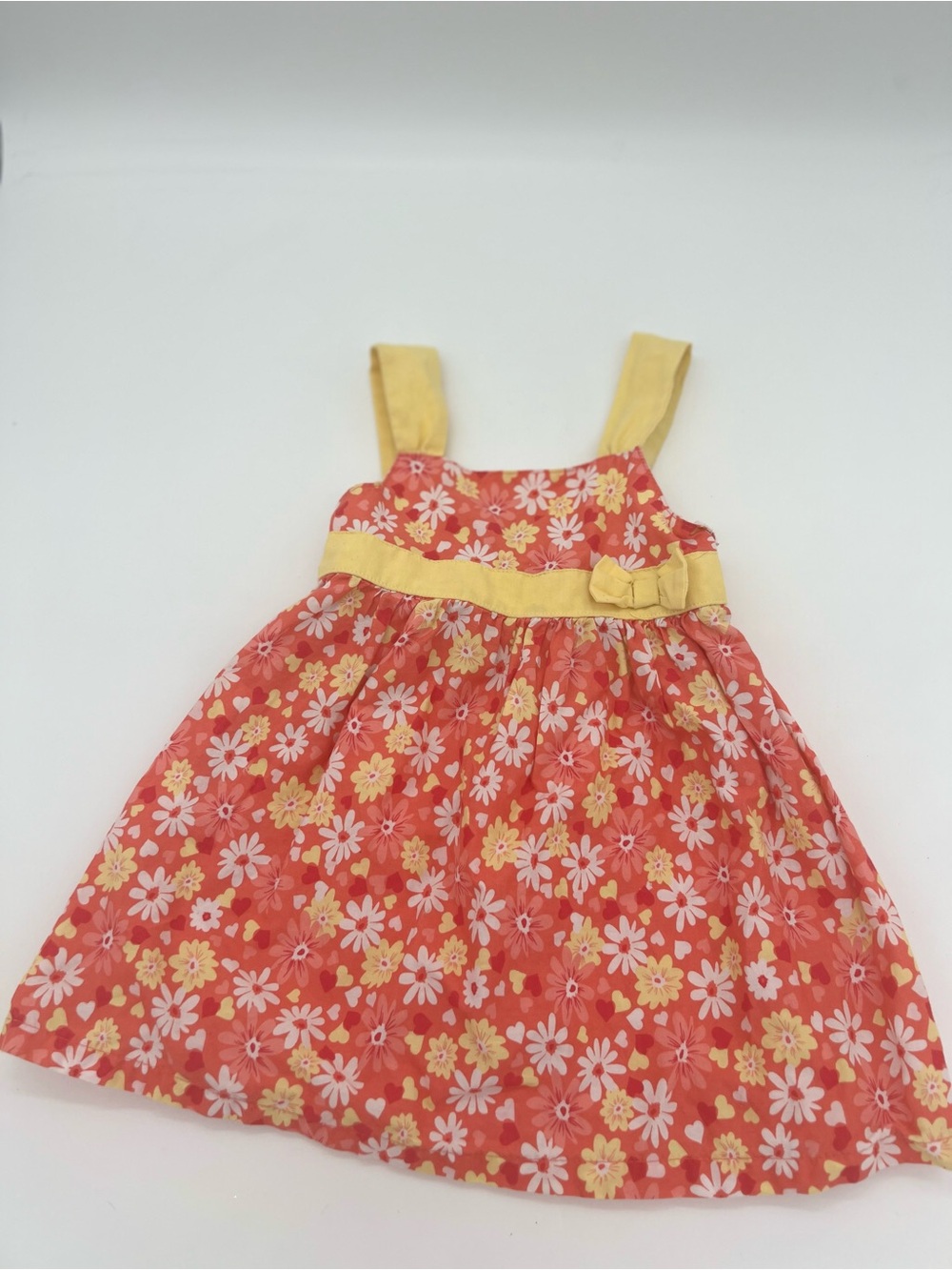 Girls Orange Yellow Floral Cotton Dress Sz 24 Months
